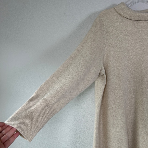 Talbots plus size 2X mock neck pullover sweater cashmere blend beige metallic - Picture 5 of 11